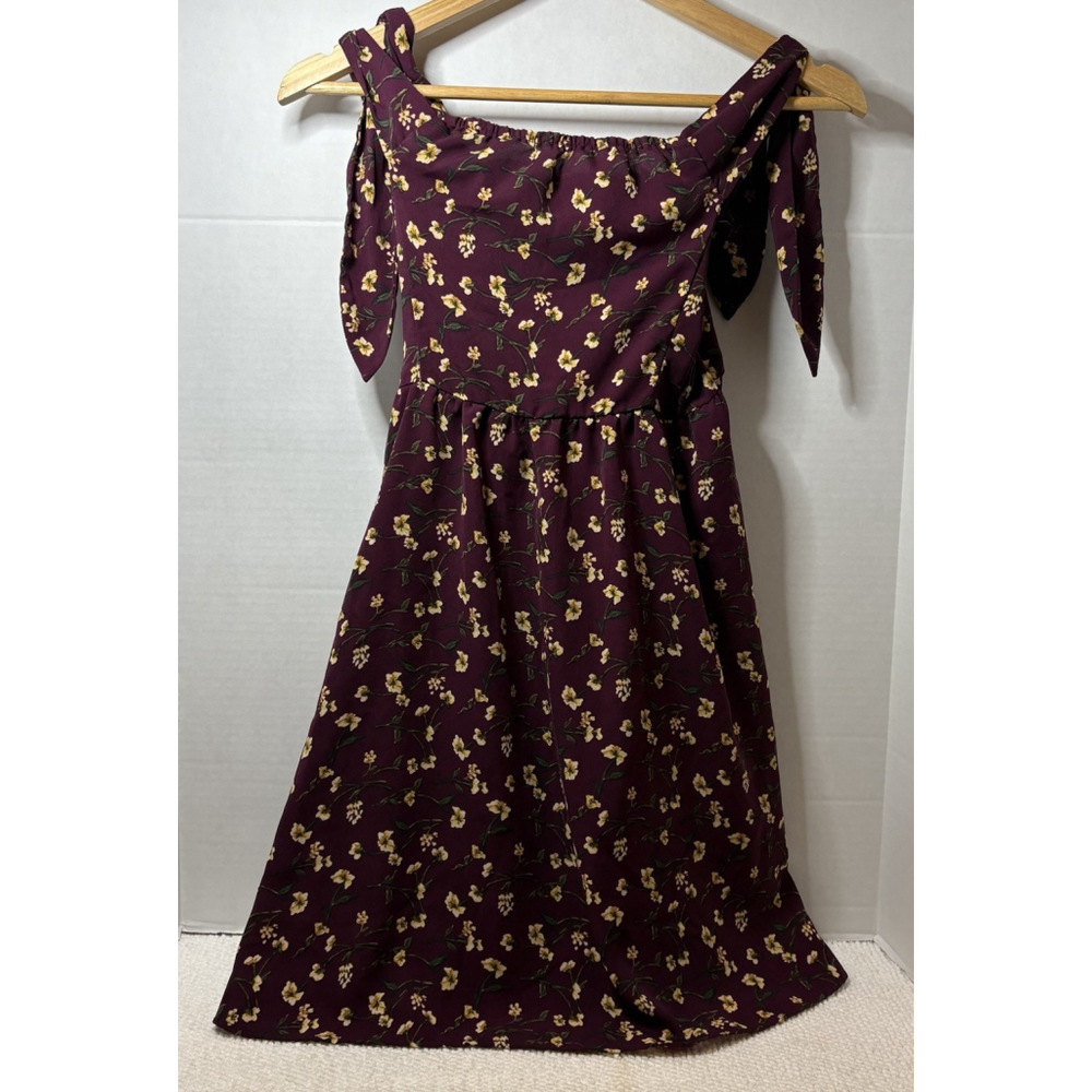 Xhilaration Juniors Medium Burgundy Knot Sleeve Fit & Flare Dress Party Casual